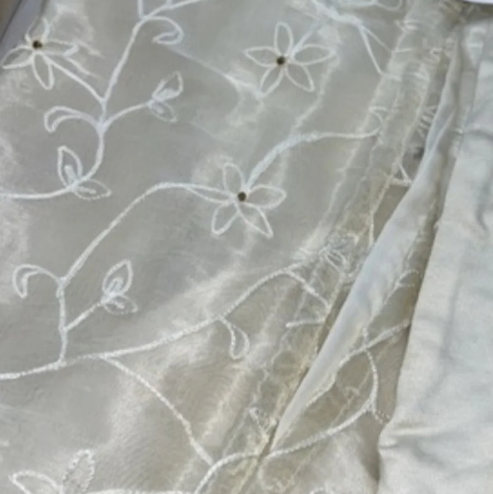 Chair Slip Cover Elegant Cream Floral Embroidered Beaded
